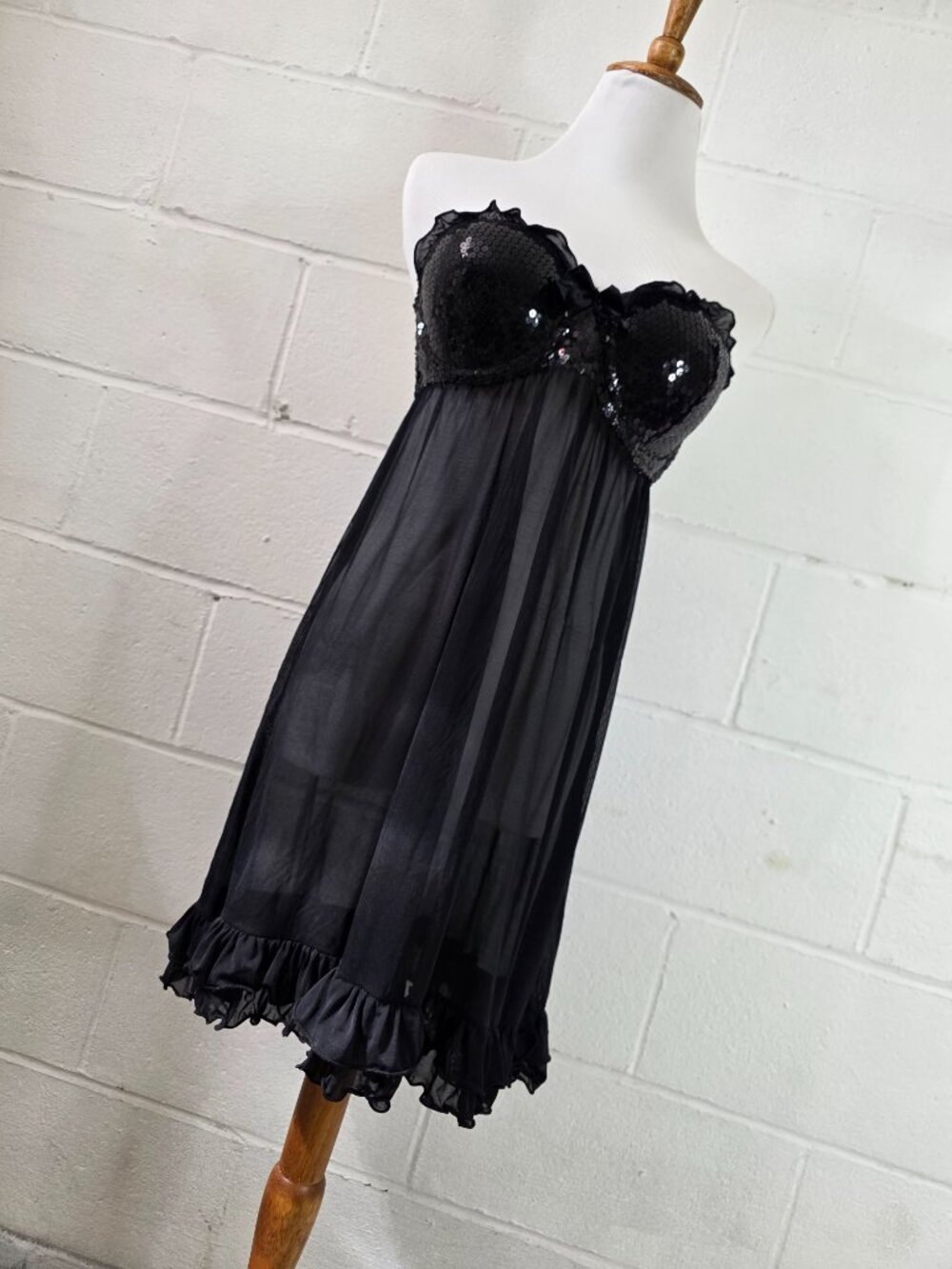 Vintage Regency Glam Gothic Alt Sabrina Carpenter Torrid Sequined Babydoll Dress - Picture 2 of 14